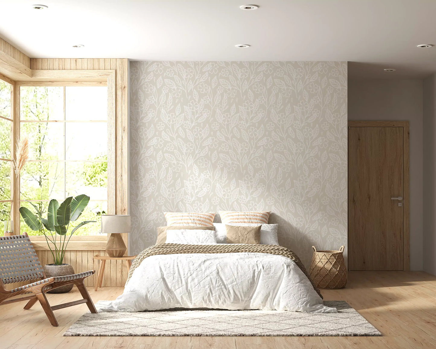 Neutral Floral Wallpaper⁠