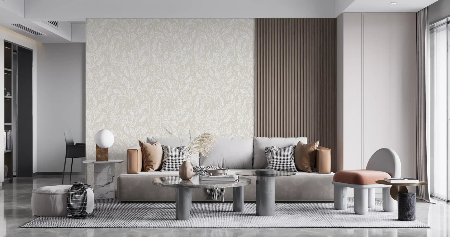 Neutral Floral Wallpaper⁠