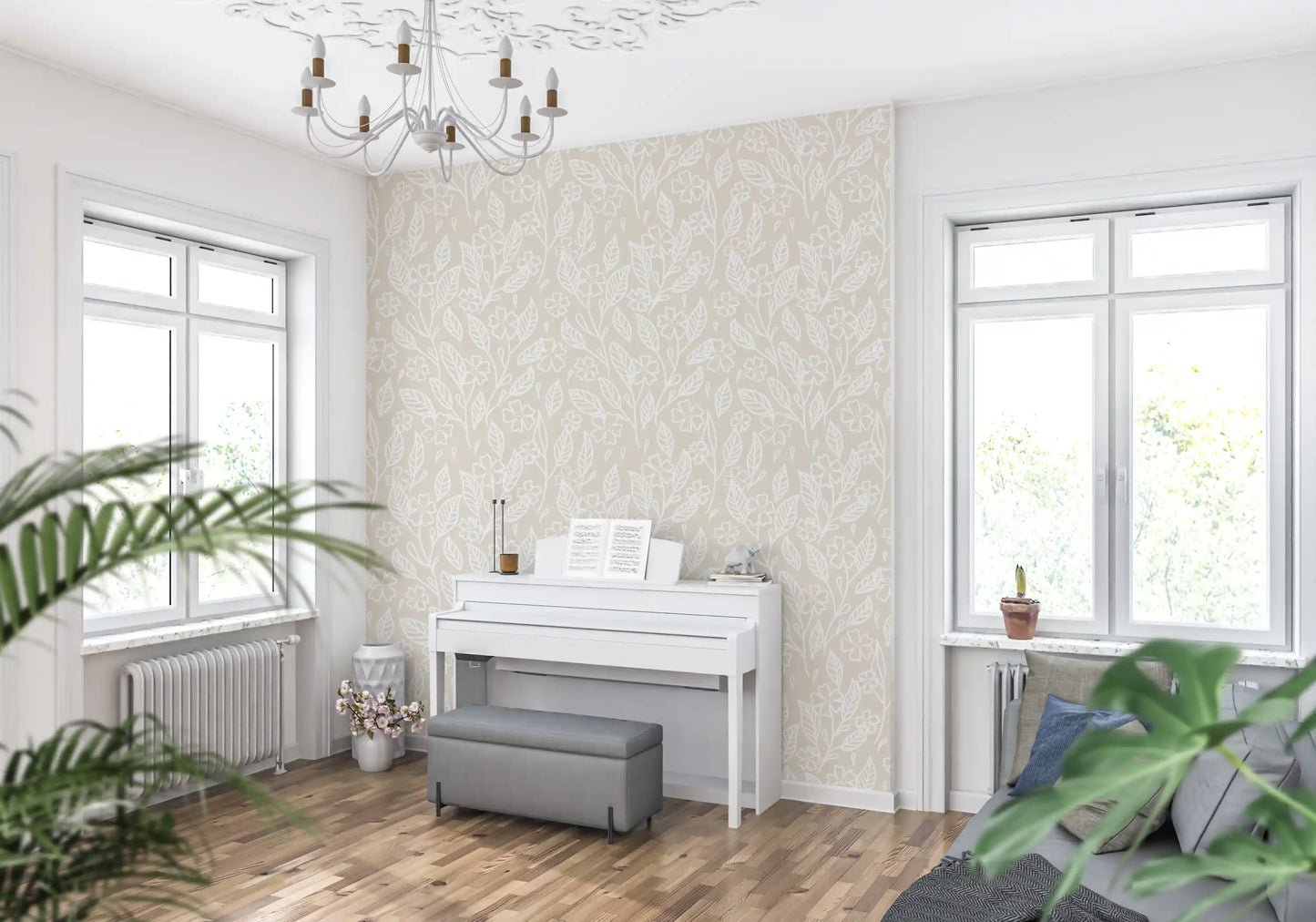 Neutral Floral Wallpaper⁠