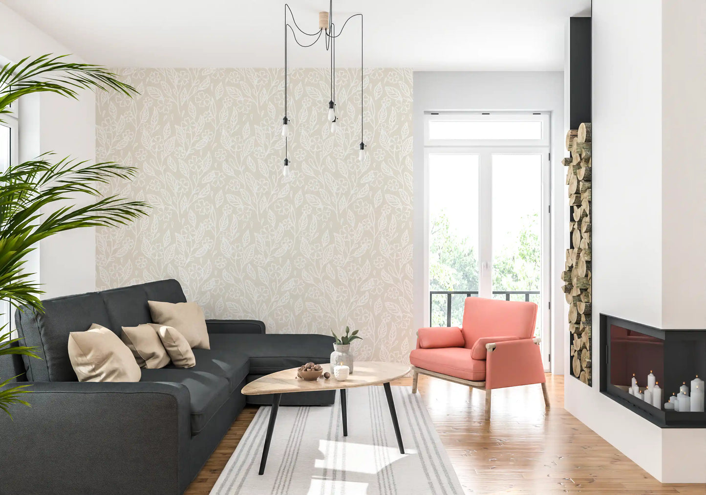 Neutral Floral Wallpaper⁠