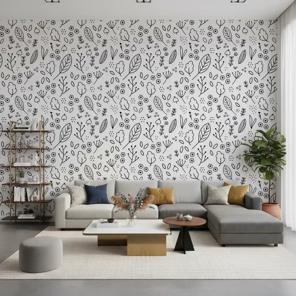 Monochrome Leaves  Wallpaper⁠