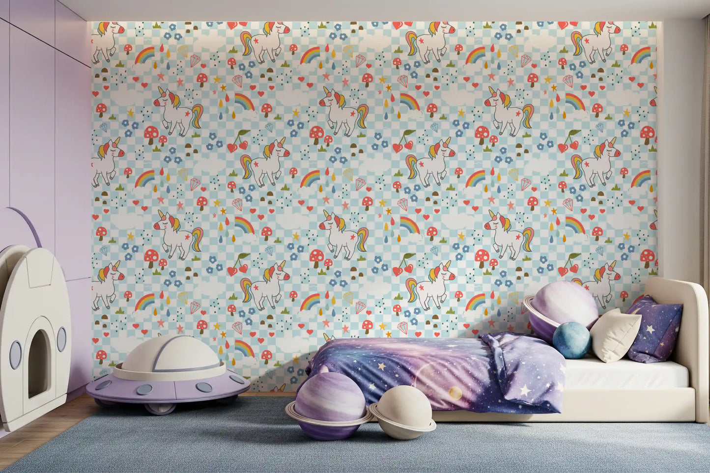 Checkerboard Unicorn Dreams Wallpaper⁠