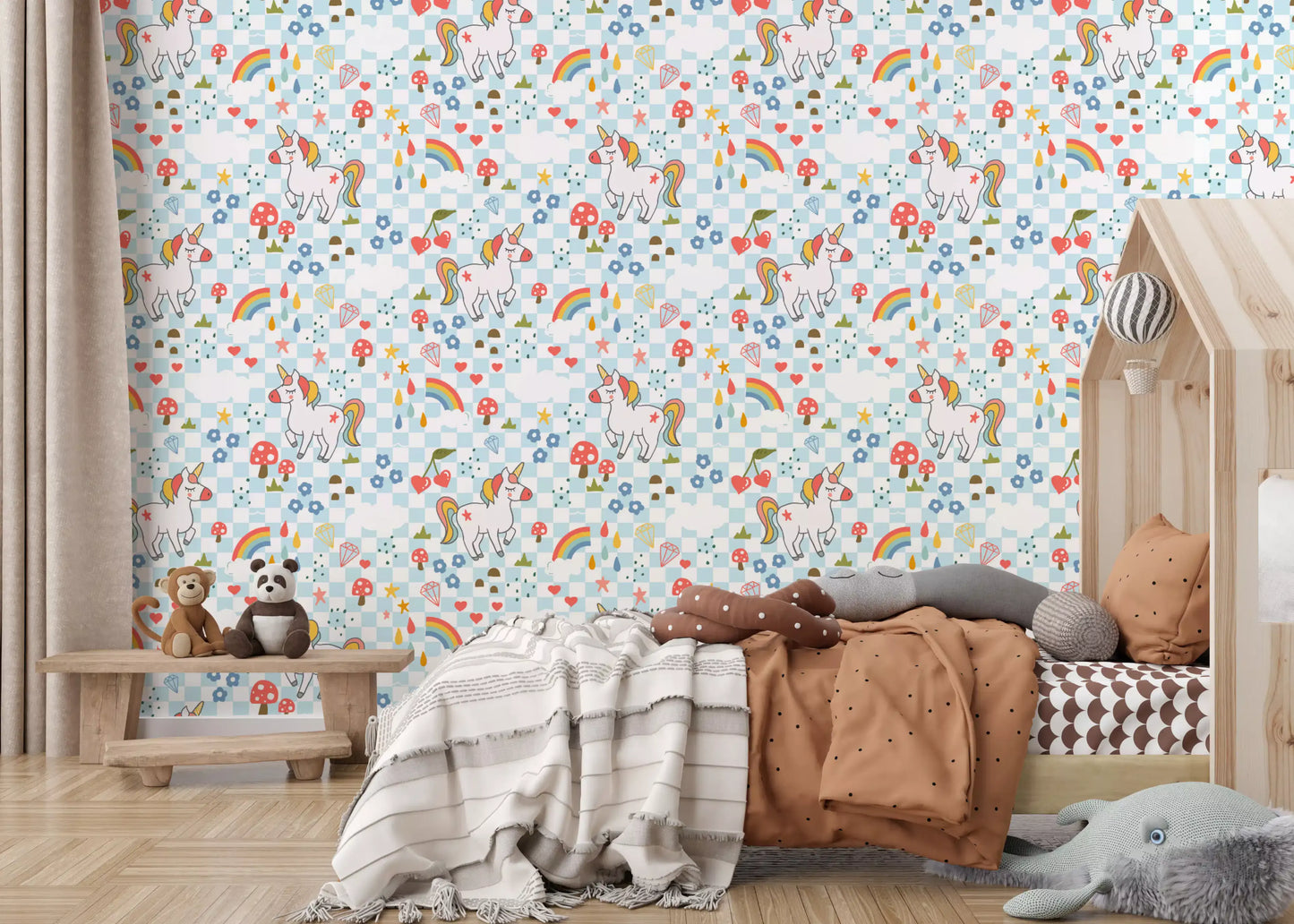 Checkerboard Unicorn Dreams Wallpaper⁠