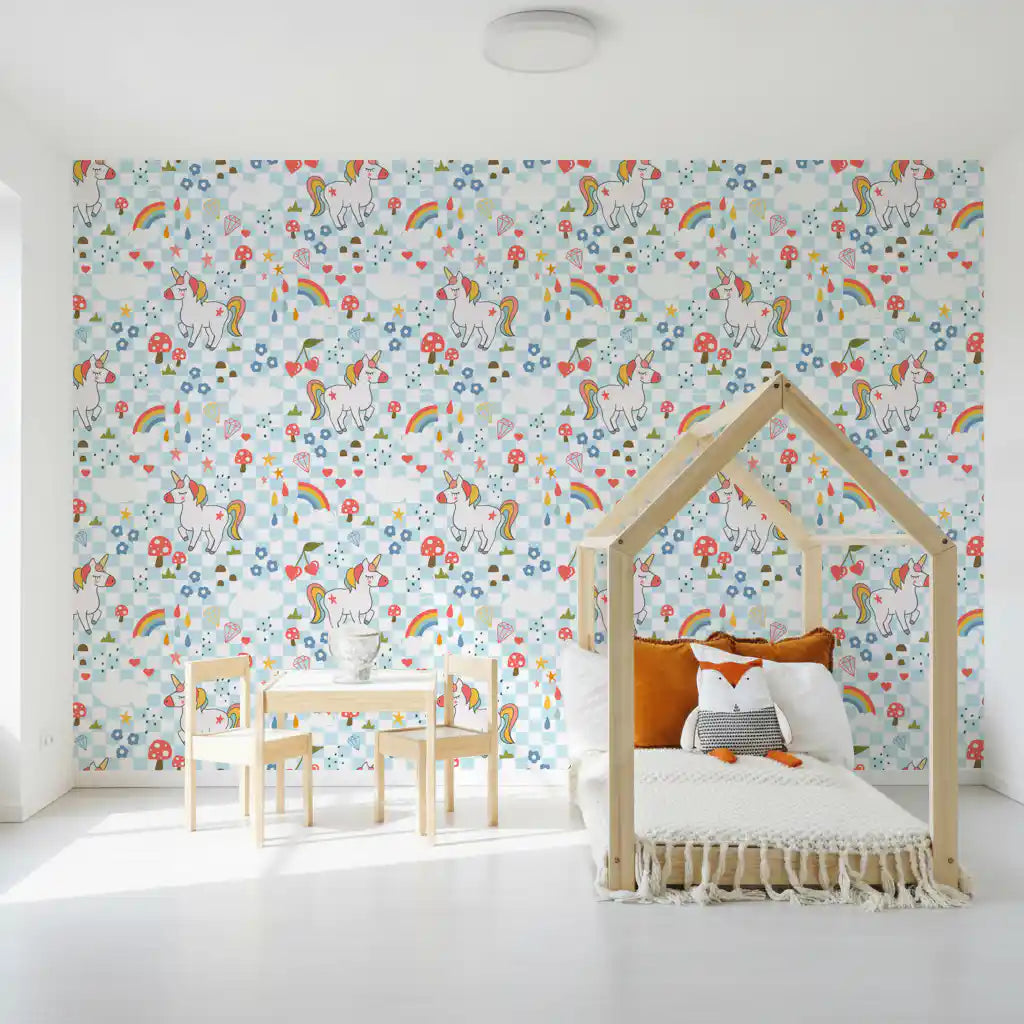 Checkerboard Unicorn Dreams Wallpaper⁠