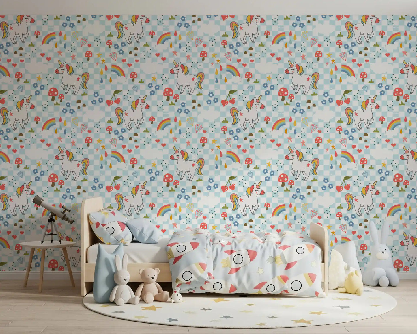 Checkerboard Unicorn Dreams Wallpaper⁠