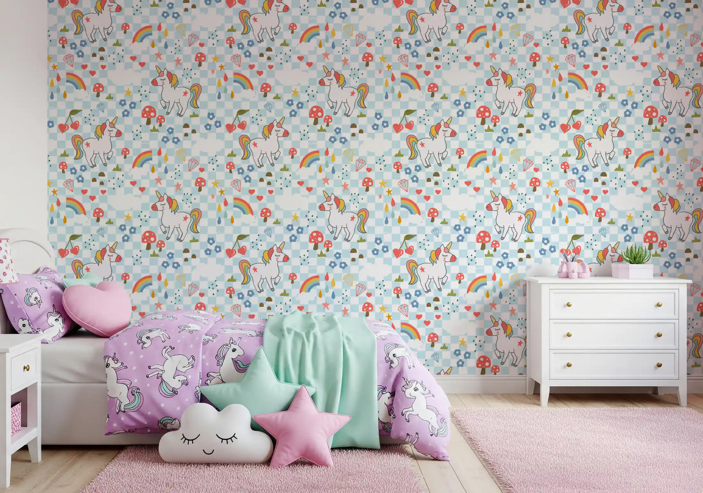 Checkerboard Unicorn Dreams Wallpaper⁠
