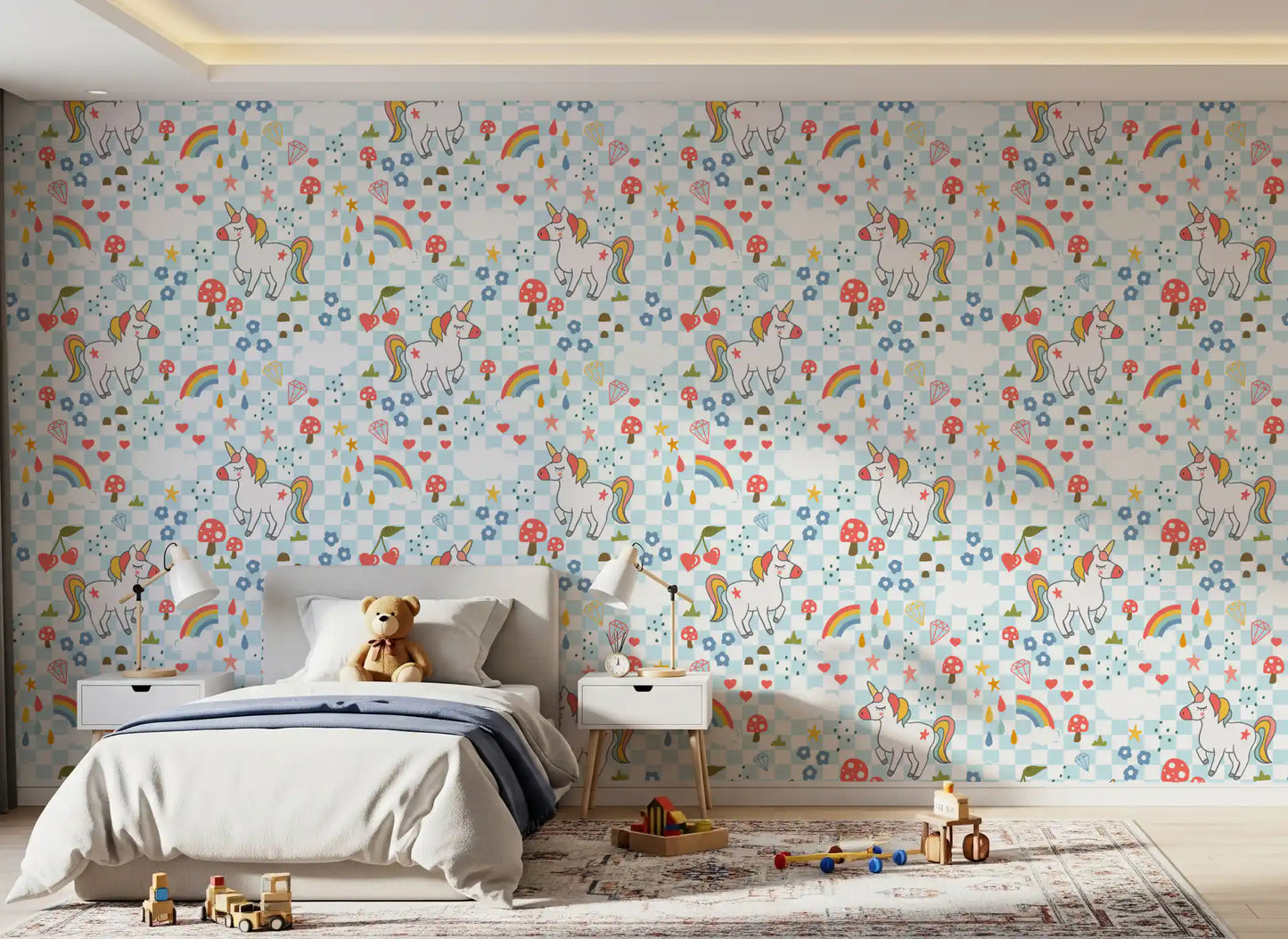 Checkerboard Unicorn Dreams Wallpaper⁠