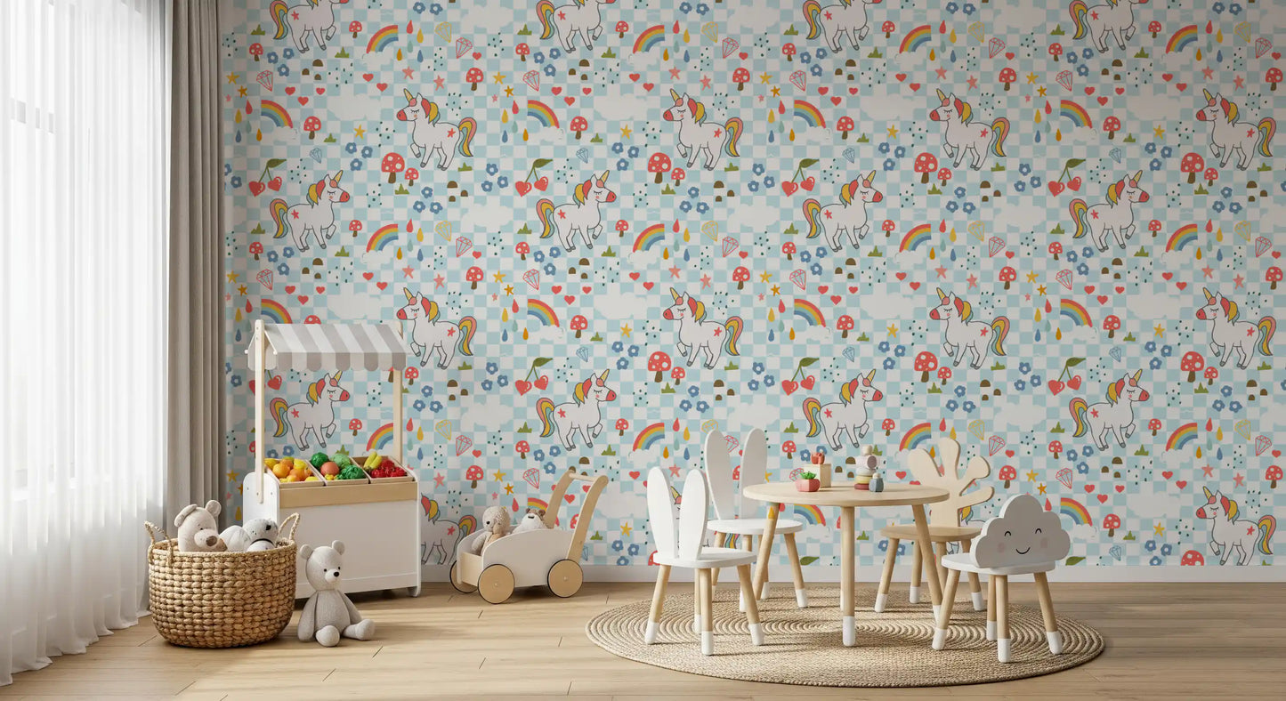 Checkerboard Unicorn Dreams Wallpaper⁠