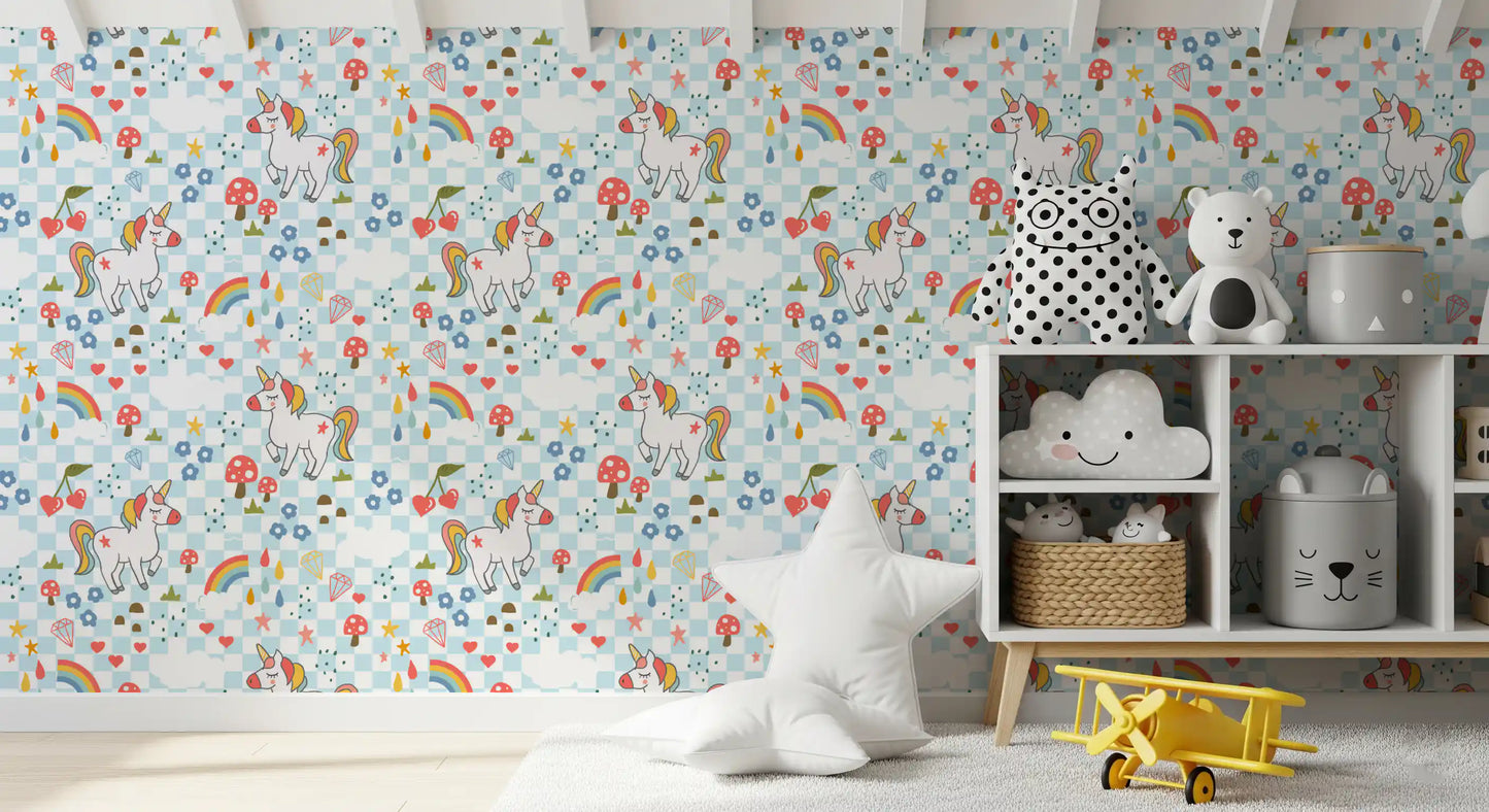 Checkerboard Unicorn Dreams Wallpaper⁠
