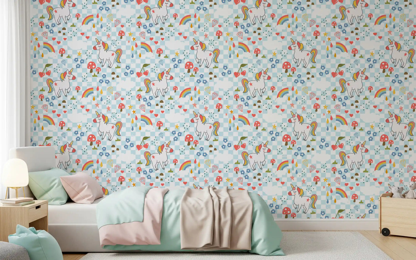 Checkerboard Unicorn Dreams Wallpaper⁠