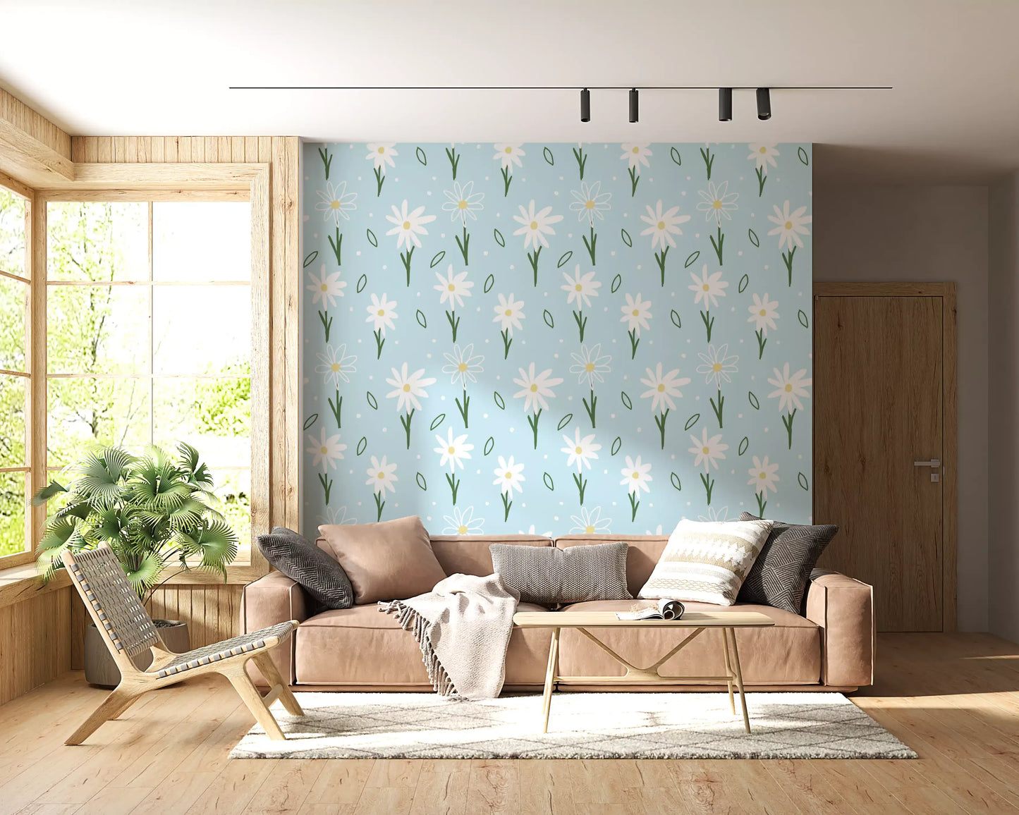 Daisy Delight on Blue Wallpaper⁠