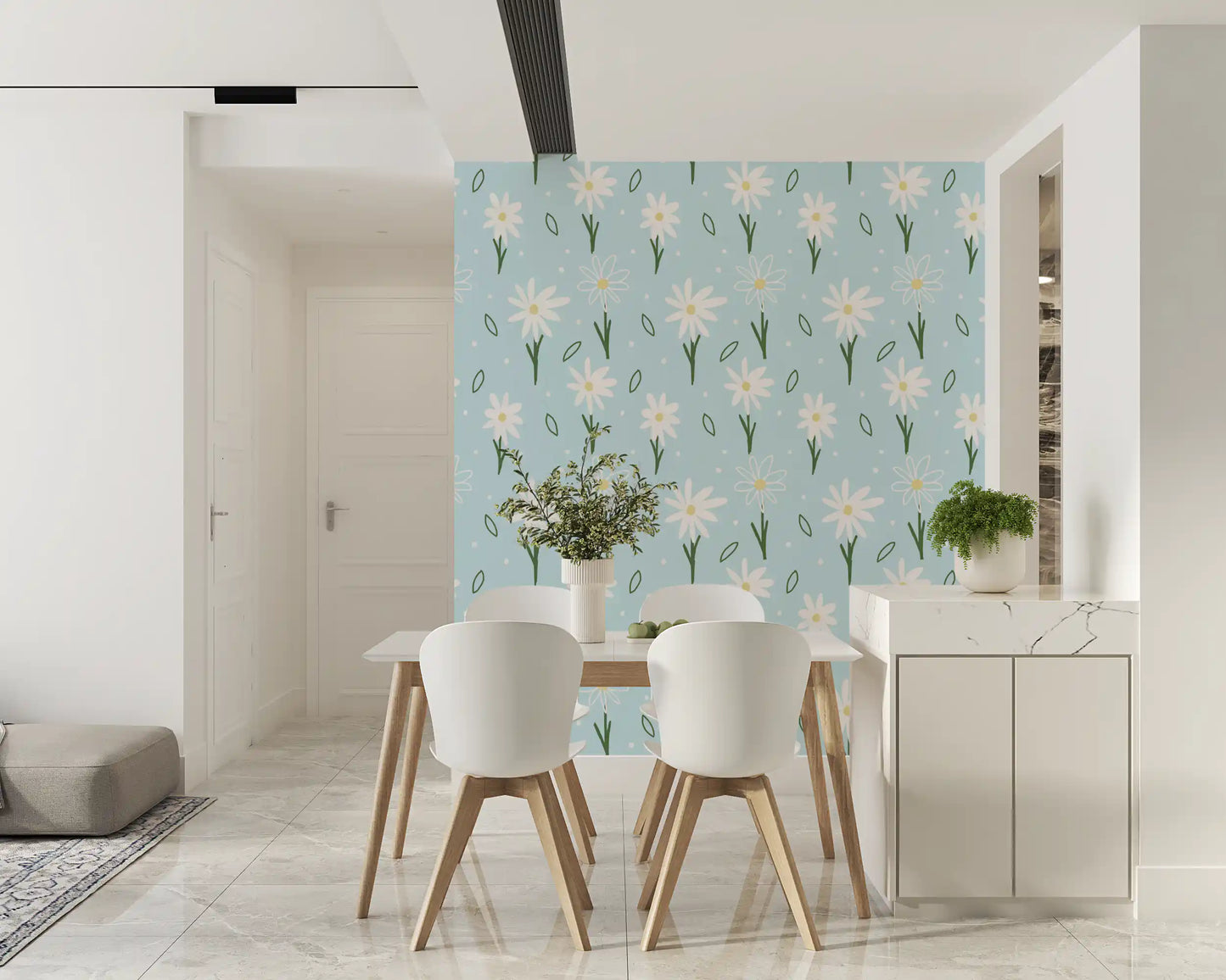 Daisy Delight on Blue Wallpaper⁠