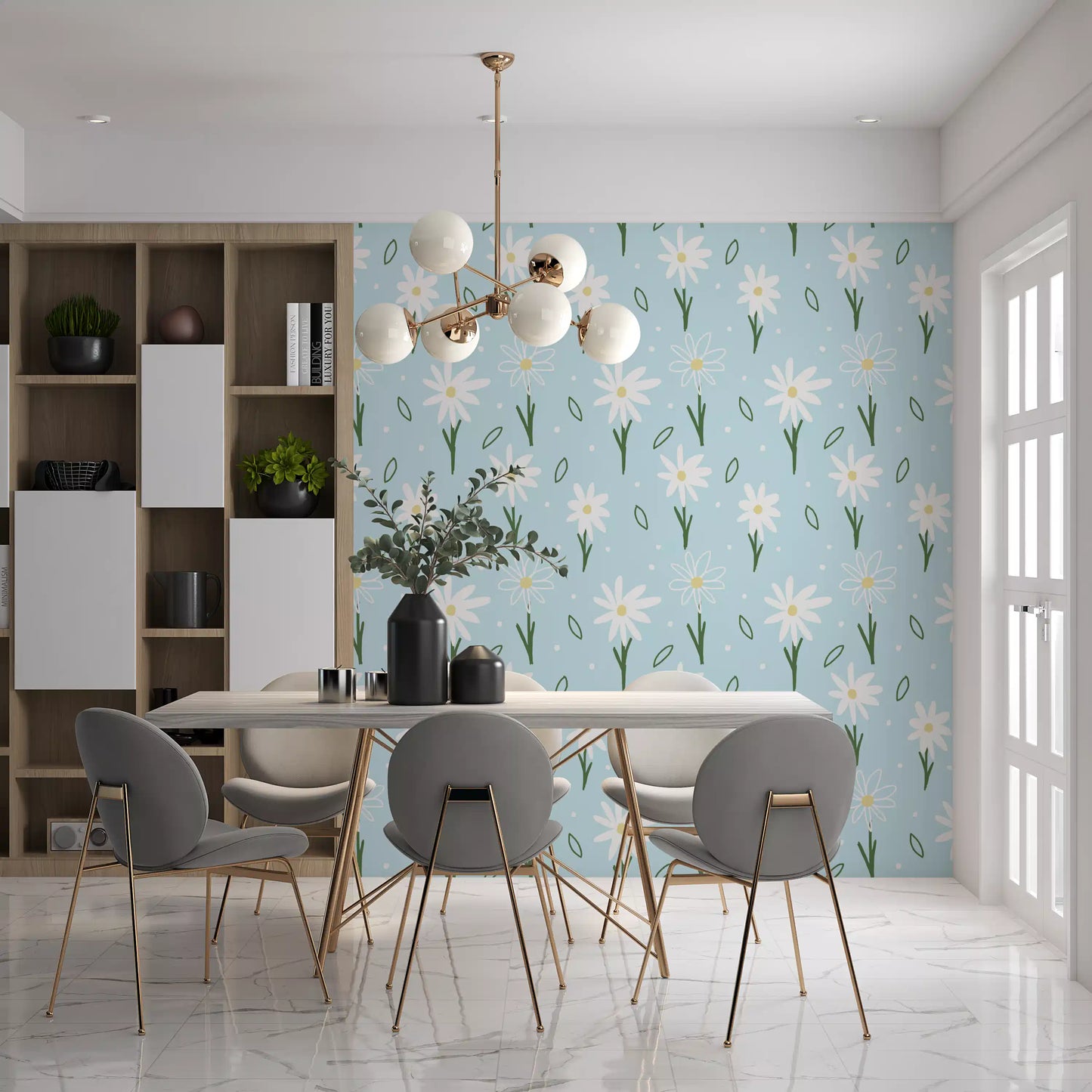 Daisy Delight on Blue Wallpaper⁠