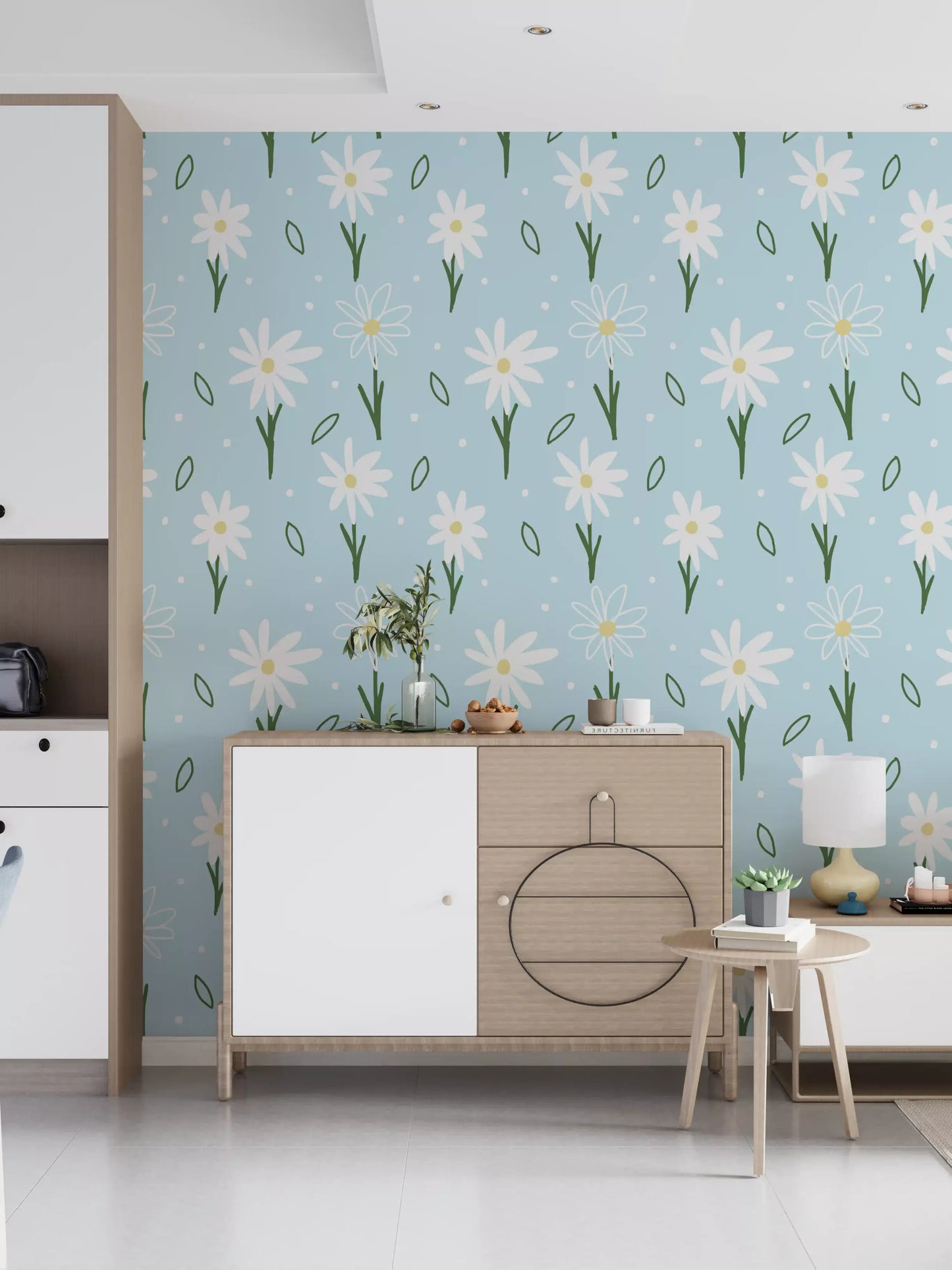 Daisy Delight on Blue Wallpaper⁠
