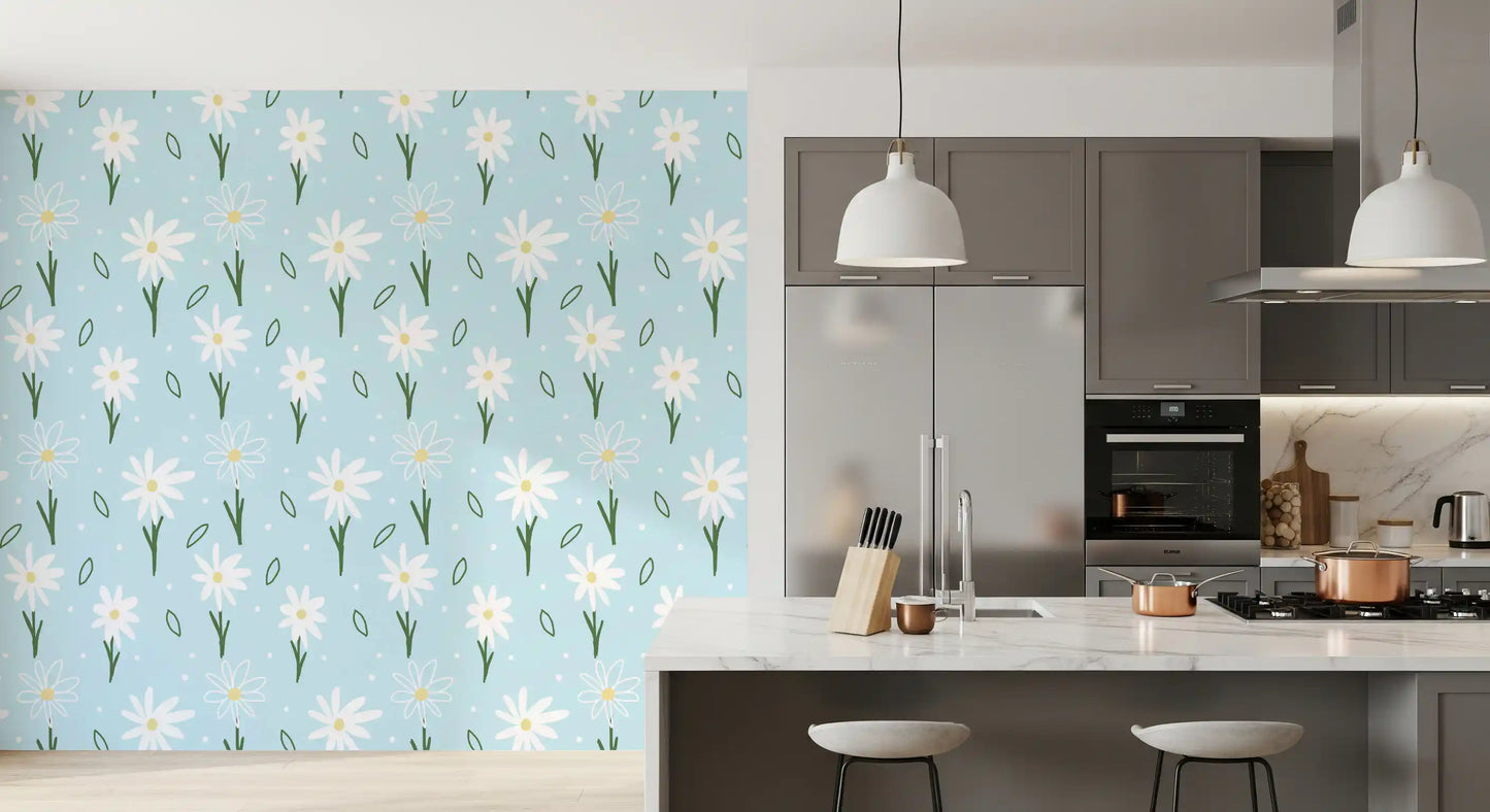 Daisy Delight on Blue Wallpaper⁠