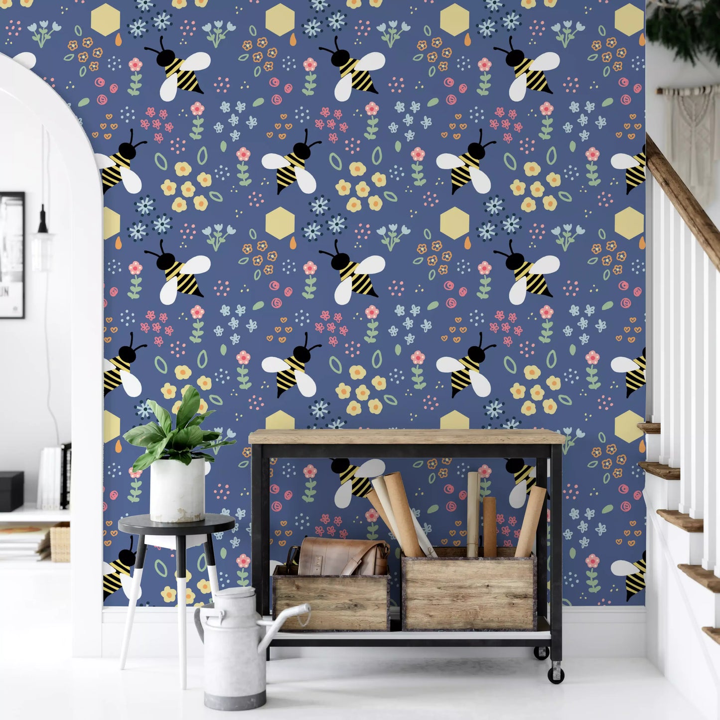 Whimsical Bee Garden Wallpaper⁠