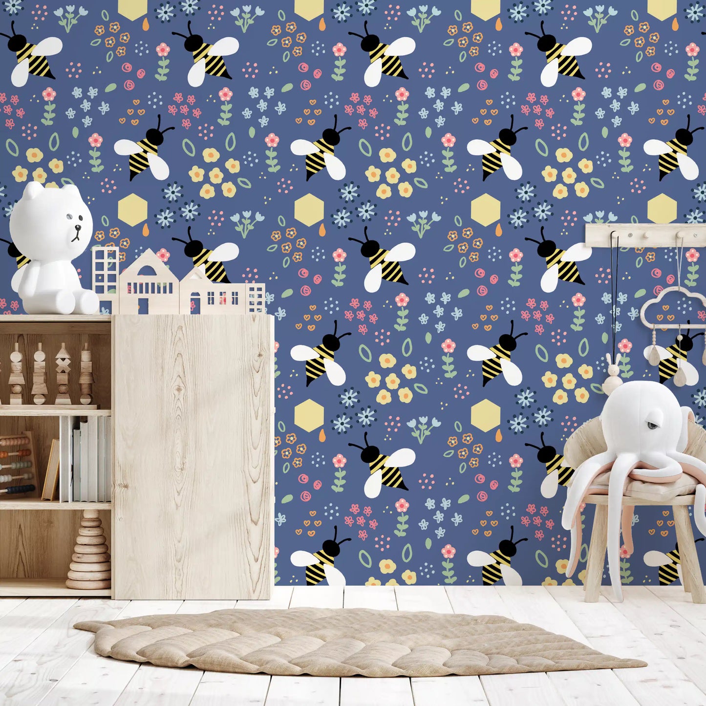 Whimsical Bee Garden Wallpaper⁠