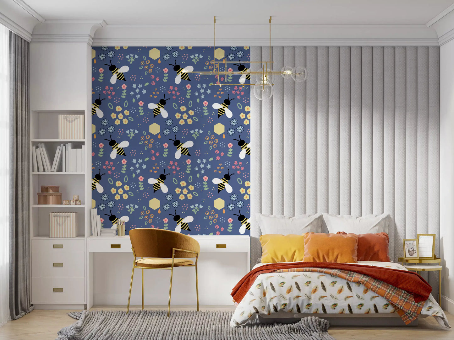 Whimsical Bee Garden Wallpaper⁠