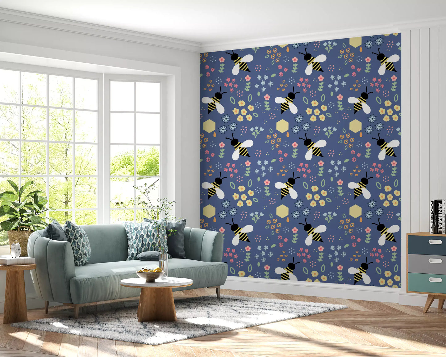 Whimsical Bee Garden Wallpaper⁠