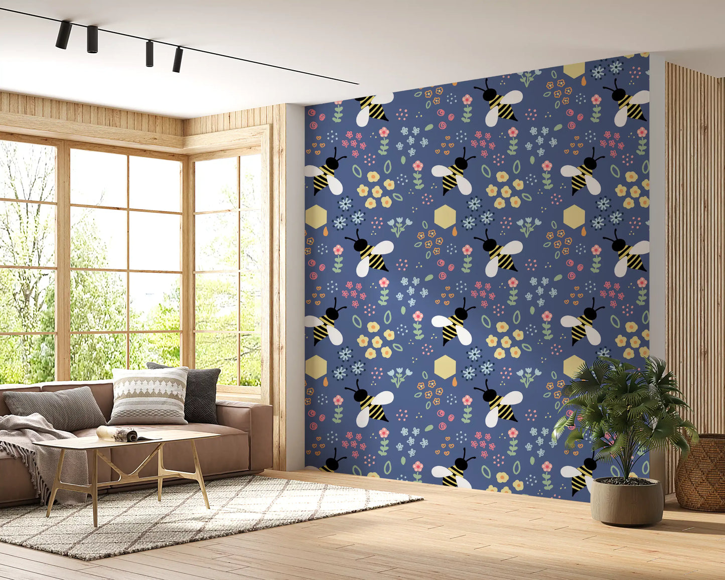 Whimsical Bee Garden Wallpaper⁠