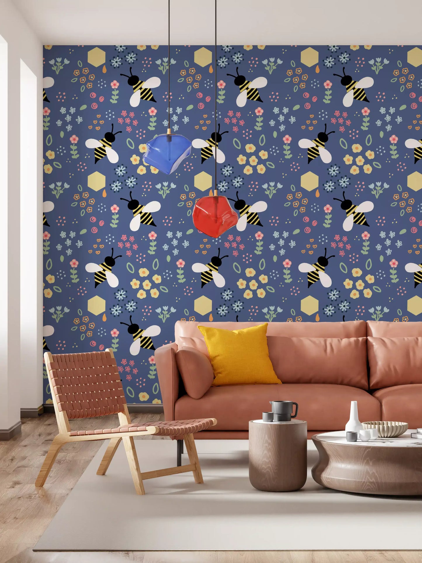 Whimsical Bee Garden Wallpaper⁠