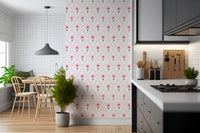 Kitchen and Dining room feature panel in Cottage Roses Wallpaper 