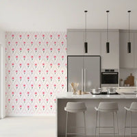 Kitchen pendant lighting set against Cottage Roses Wallpaper  