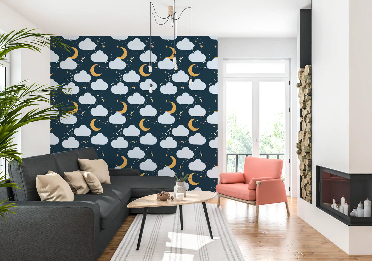 Four-point stars and dots scattered through Celestial Dreams Wallpaper