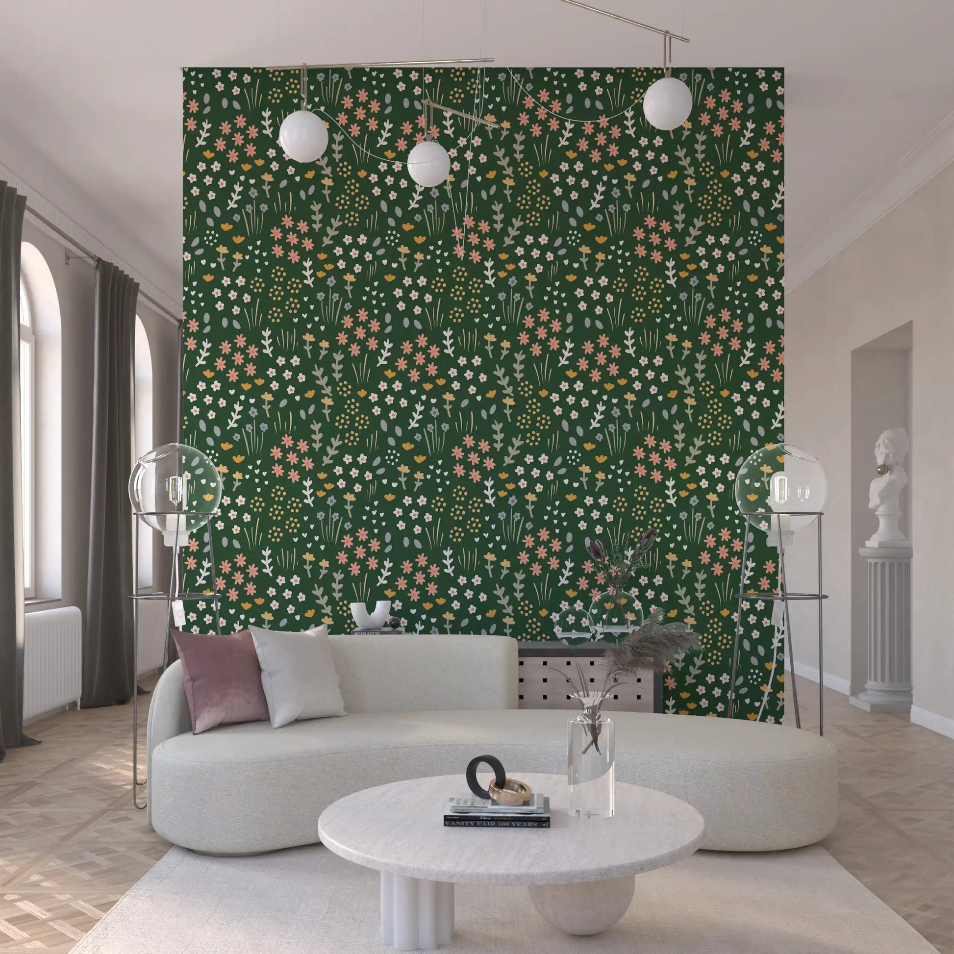 Entryway given a green lift by the Evergreen Floral Wallpaper repeat.