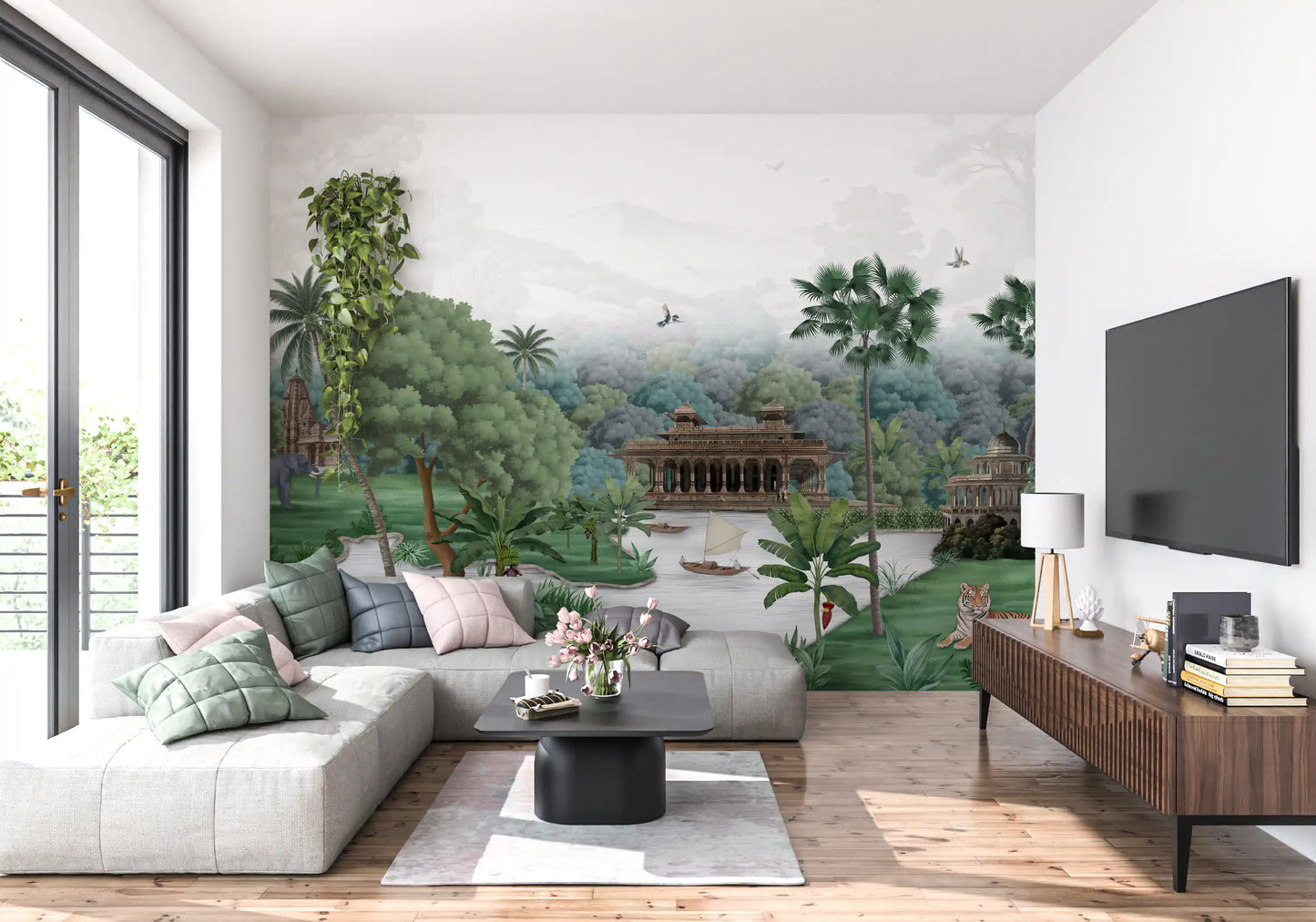 Emerald Jungle Palace Wall Mural
