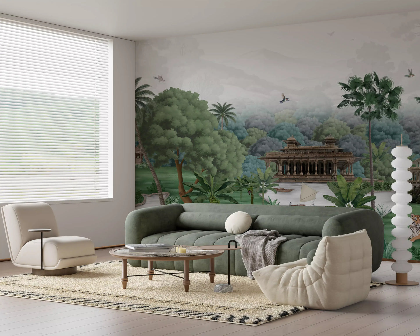 Emerald Jungle Palace Wall Mural