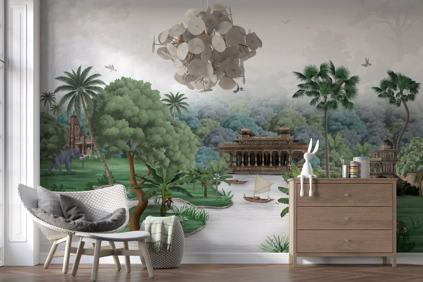 Emerald Jungle Palace Wall Mural