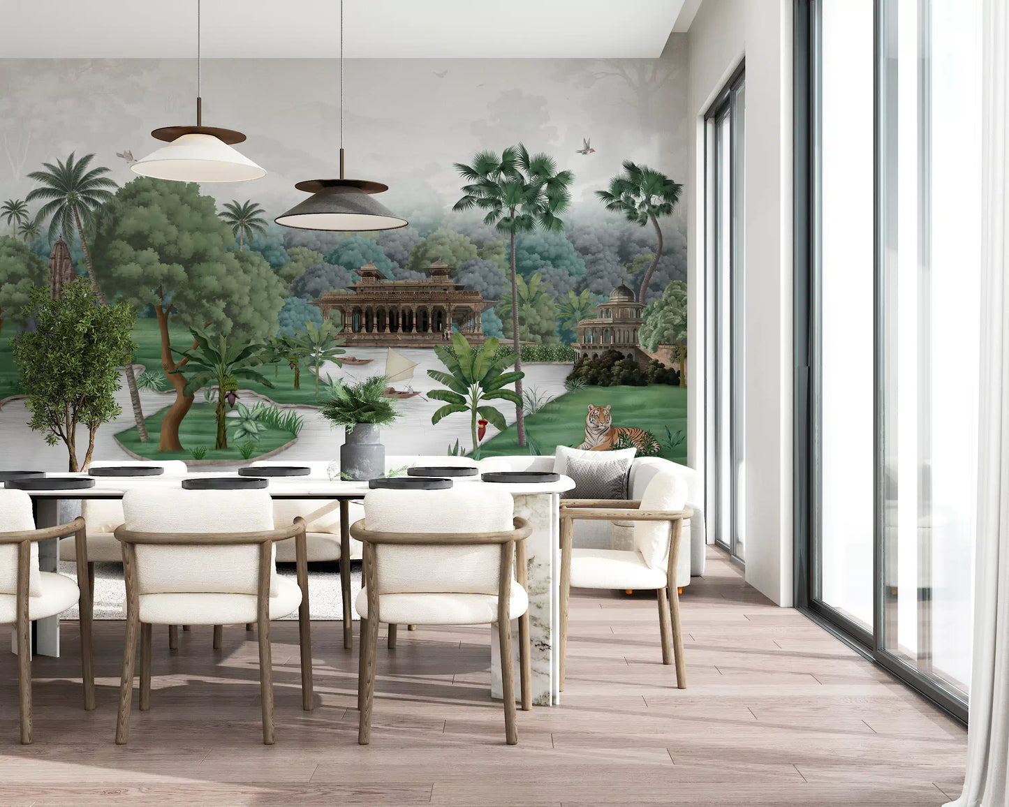 Emerald Jungle Palace Wall Mural