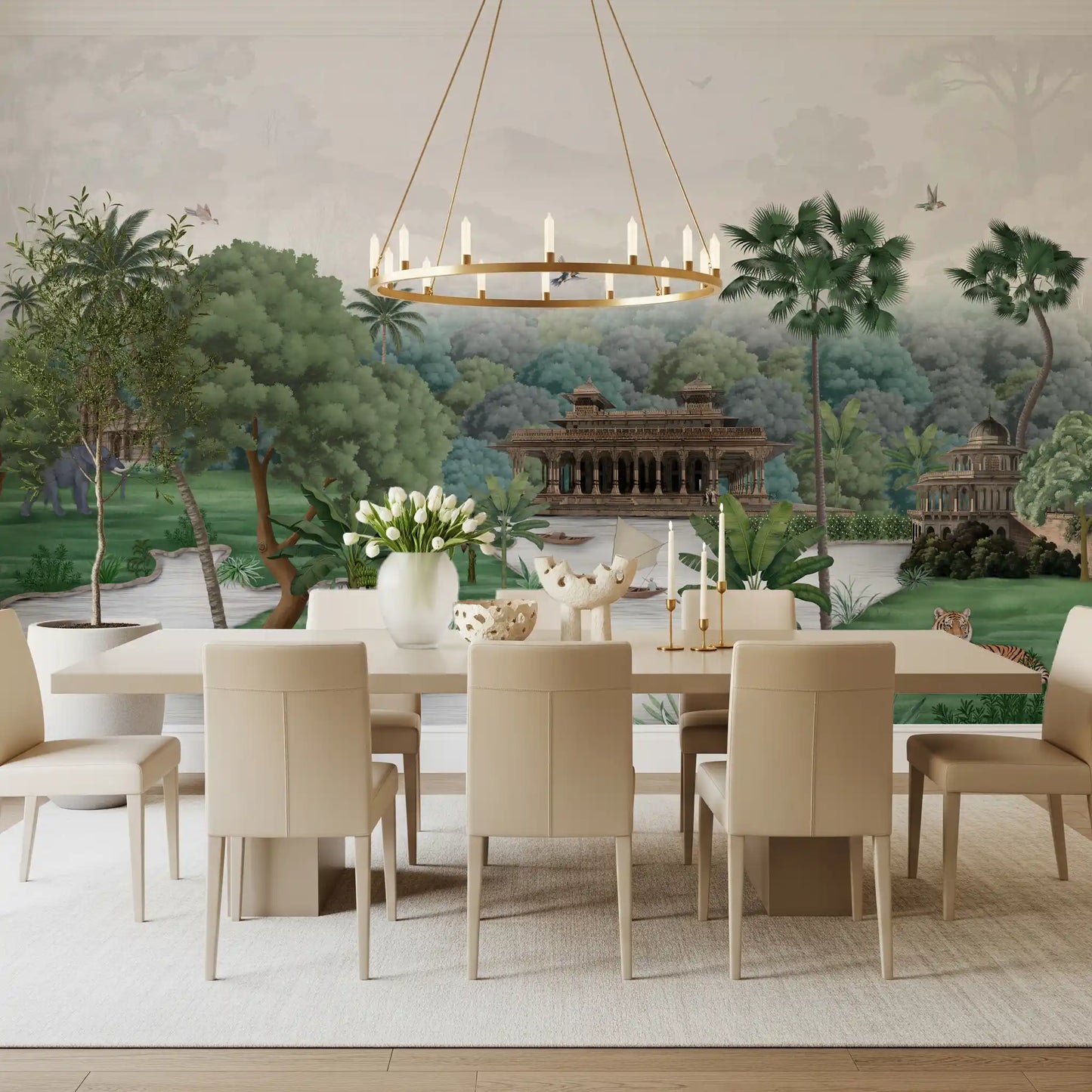 Emerald Jungle Palace Wall Mural
