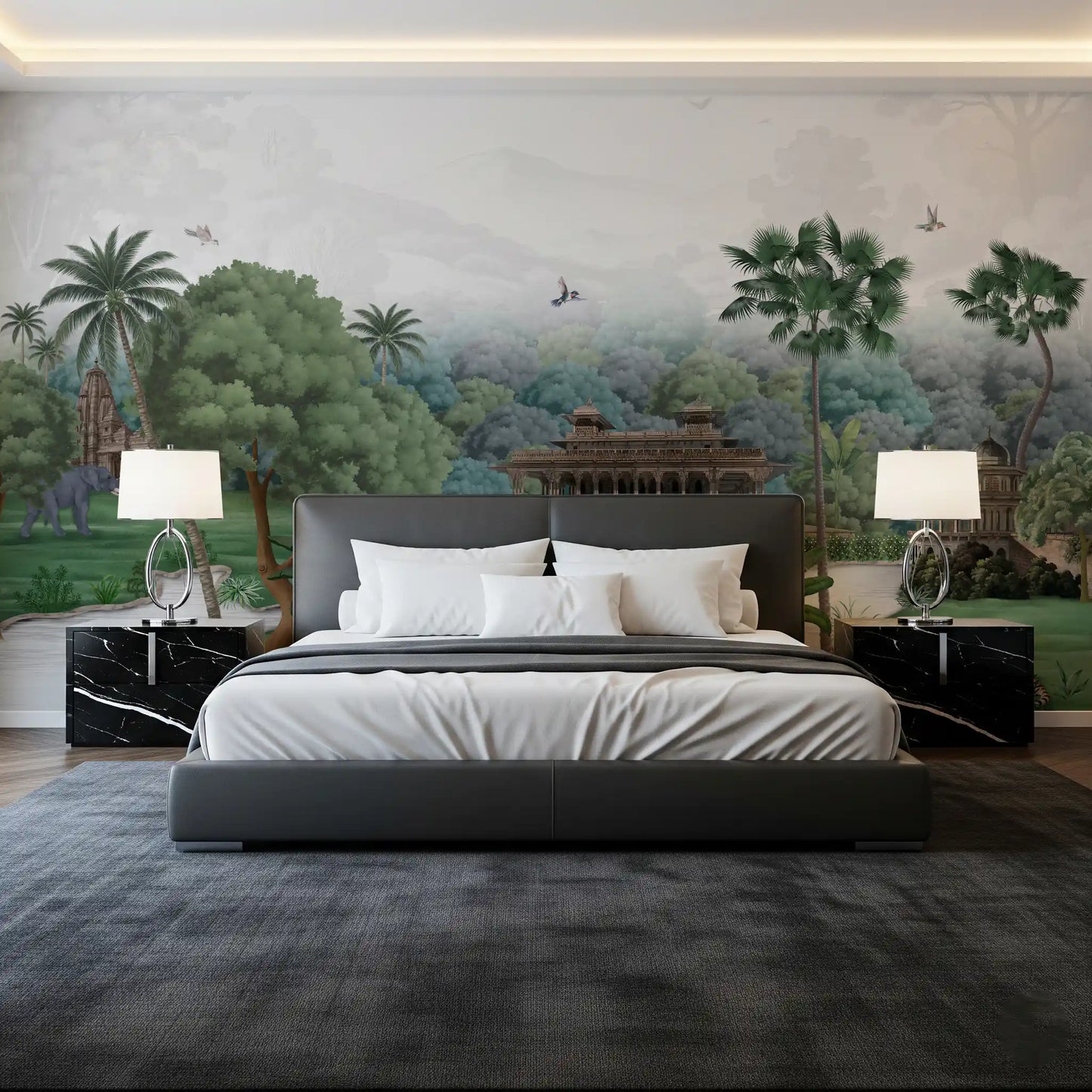 Emerald Jungle Palace Wall Mural