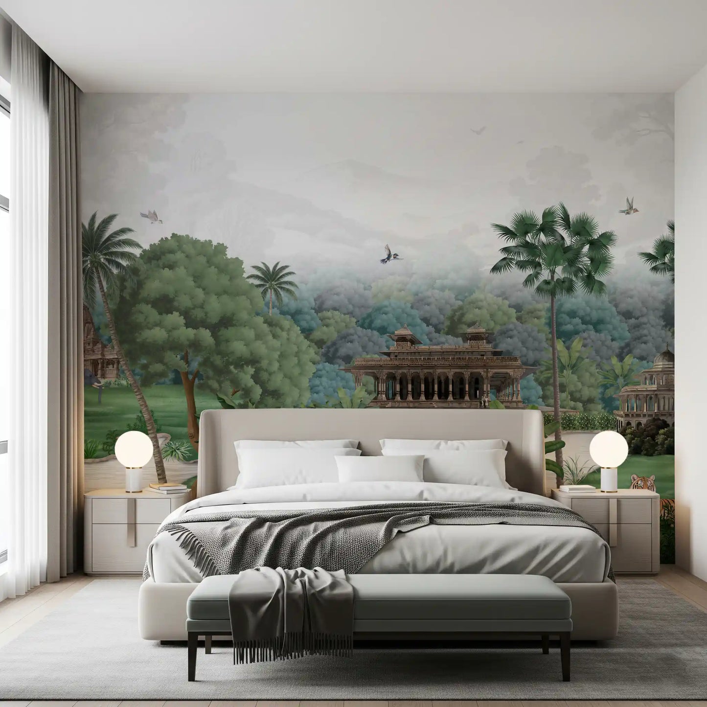 Emerald Jungle Palace Wall Mural