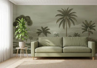 Tropical Riverbend Wall Mural featuring quiet waterways and gentle tree forms