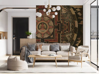 Traditional Tibetan patterns define the Sacred wall mural.