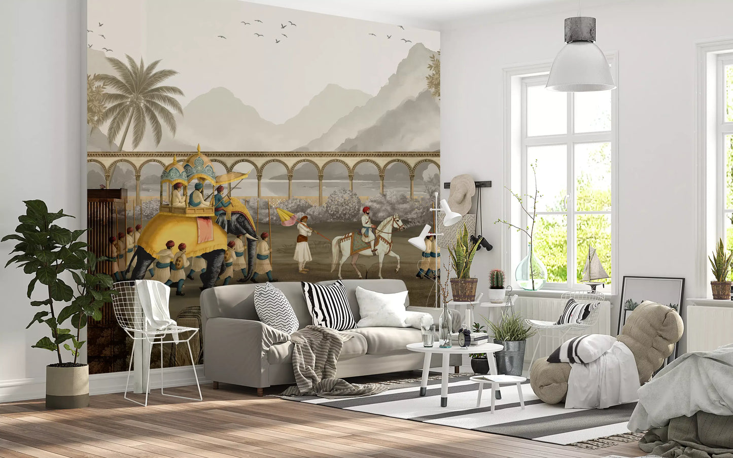 Mughal Grandeur: The Elephant Procession Wall Mural