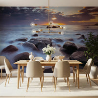 Dining room shows the Lofoten Rocky Coastal Splendor wall mural 