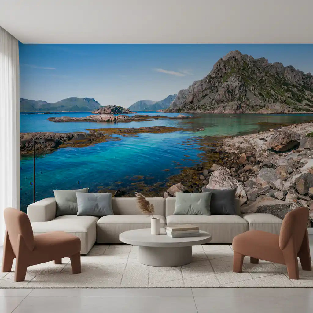 Coastal Peaks & Turquoise Depths Wall Mural