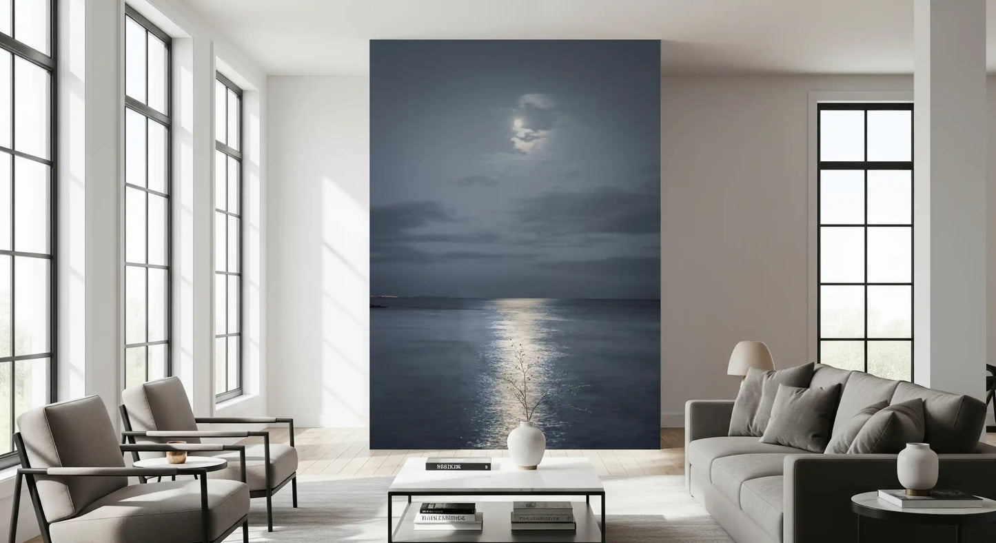Moonlit Ocean Serenity Wall Mural