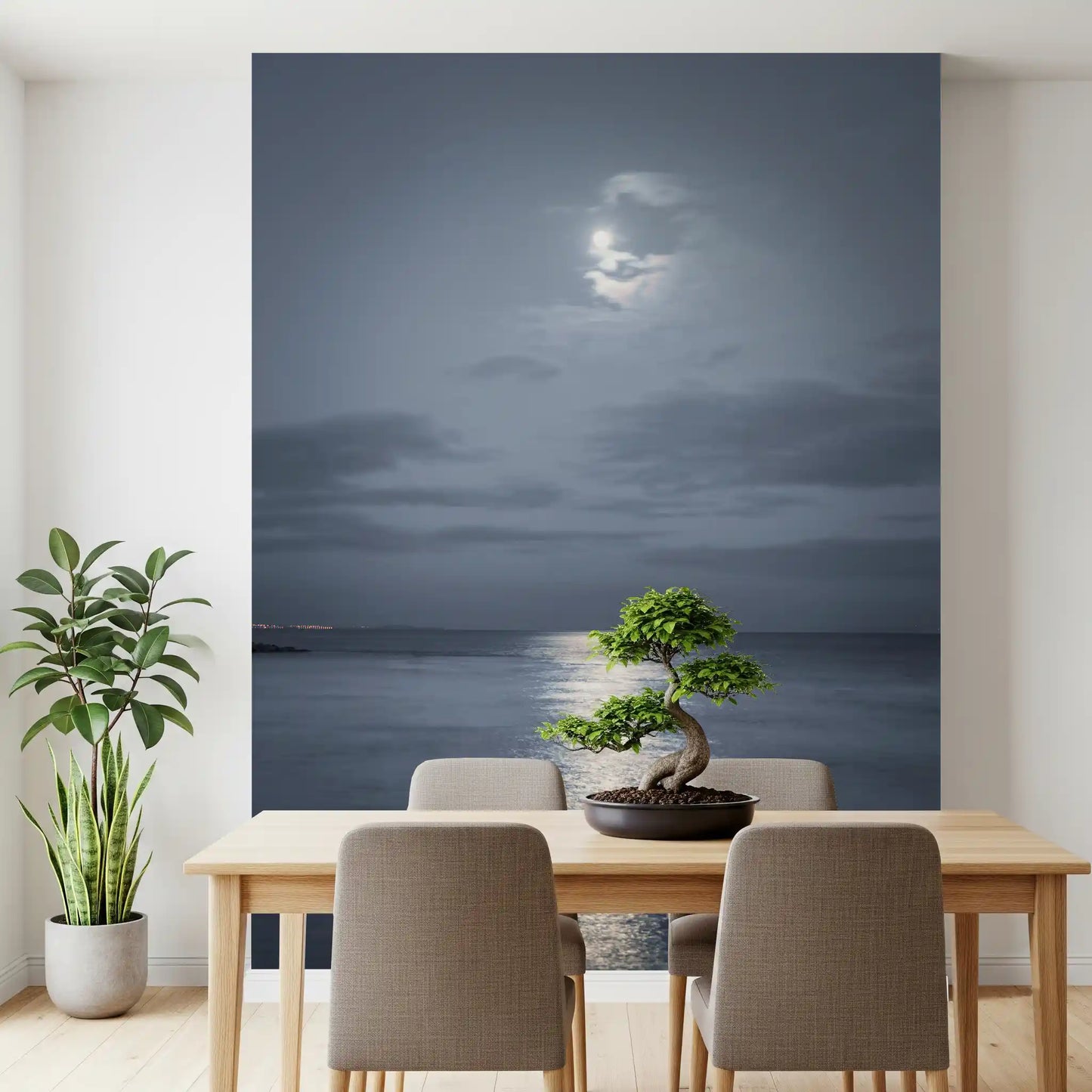 Moonlit Ocean Serenity Wall Mural