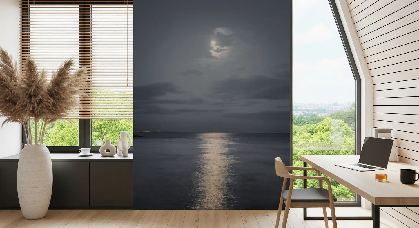 Moonlit Ocean Serenity Wall Mural