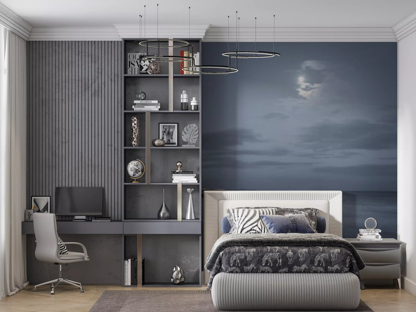 Moonlit Ocean Serenity Wall Mural