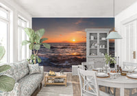 Rolling crests beneath a warm horizon shape the Waves wall mural scene