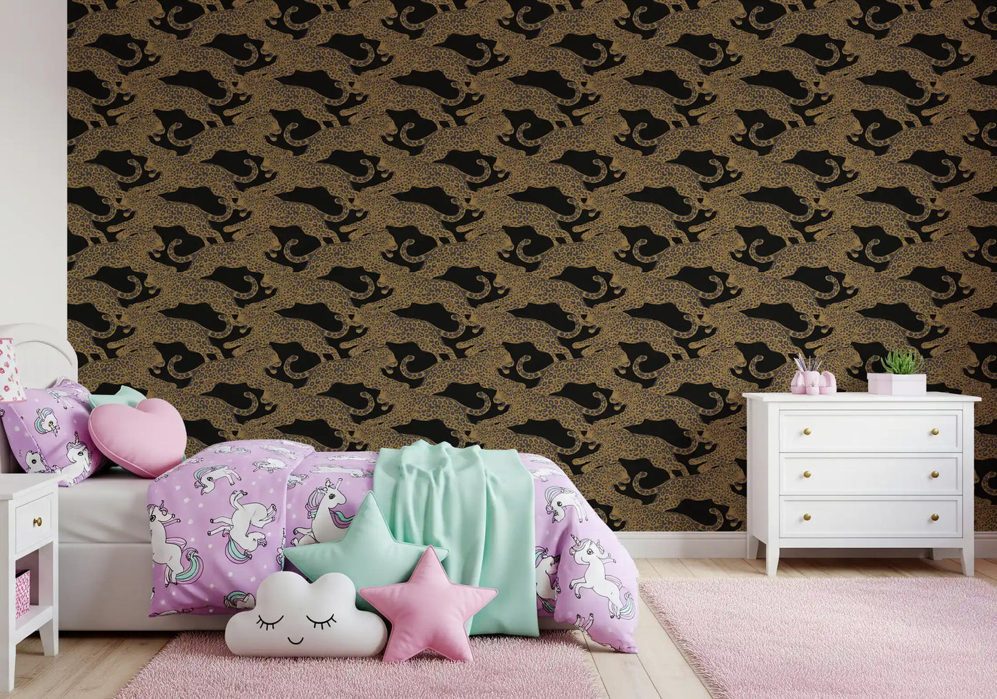 Kids Bedroom in the bold Prowling Leopards Pattern for a confident look