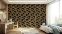 Kids' room dressed in the golden Prowling Leopards Pattern as a warm backdrop 