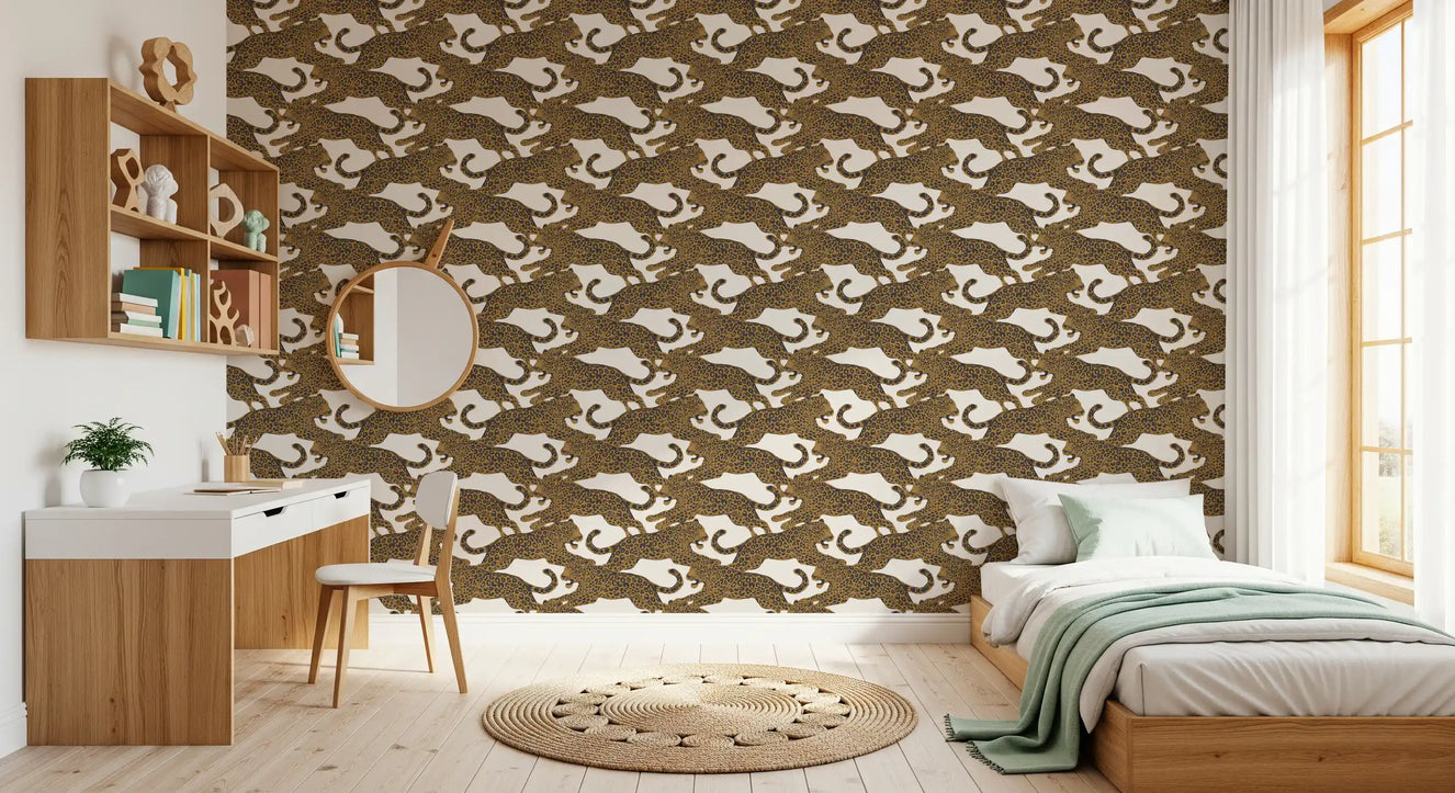 Golden Leopard Chase  Wallpaper⁠