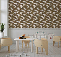Spotted golden cats stretch and curl on this animal wallpaper